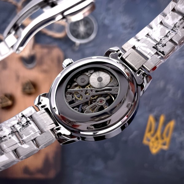 Часы наручные Awarder 022 Silver-Black Mechanic Metall Не Забуду Дім