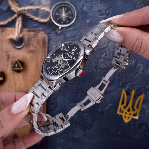 Часы наручные Awarder 022 Silver-Black Mechanic Metall Не Забуду Дім