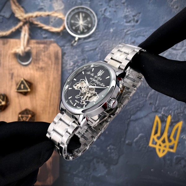 Часы наручные Awarder 022 Silver-Black Mechanic Metall Не Забуду Дім