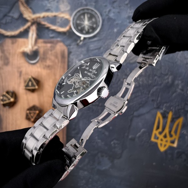 Часы наручные Awarder 022 Silver-Black Mechanic Metall Не Забуду Дім