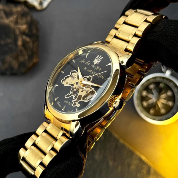 Часы наручные Awarder 022-3D Не Забуду Дім Gold-Black Steel