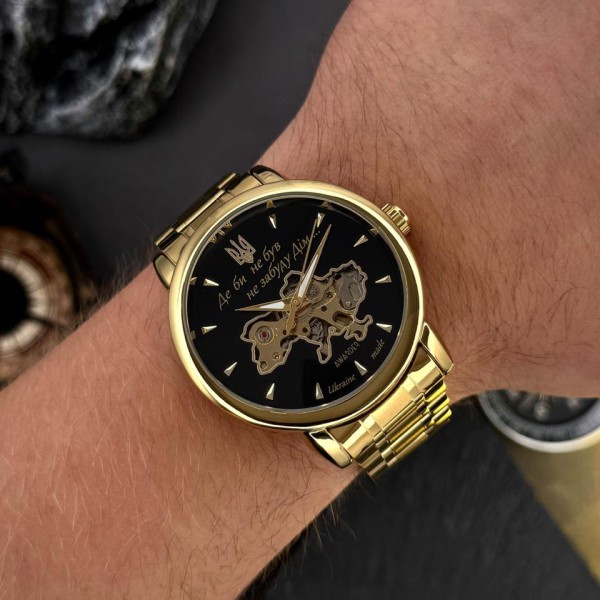 Часы наручные Awarder 022-3D Не Забуду Дім Gold-Black Steel