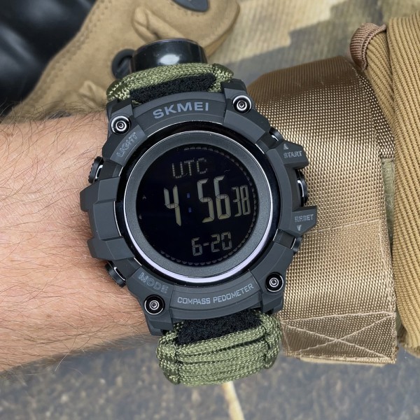 Годинник наручний Skmei 1356AGPK Army Green Tactic Compass