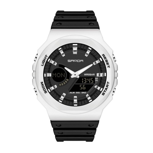 Годинник наручний Sanda 6016 White-Black