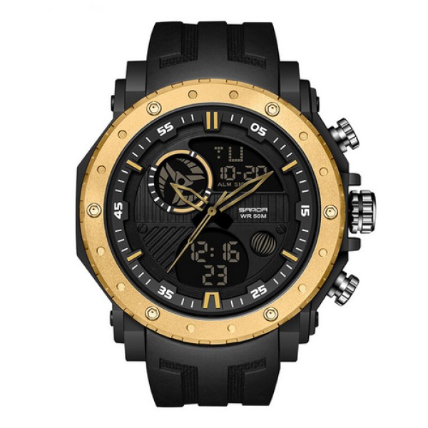 Годинник наручний Sanda 6012 Black-Gold