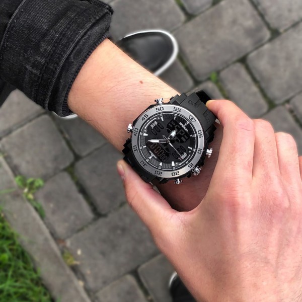 Годинник наручний Sanda 6029 Black-Silver