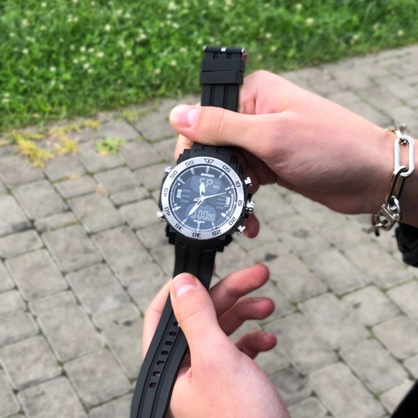 Годинник наручний Sanda 6029 Black-Silver