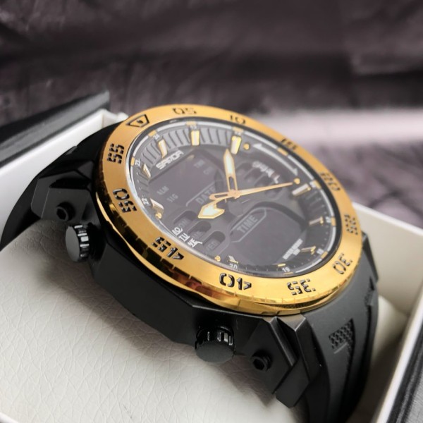 Годинник наручний Sanda 6029 Black-Gold