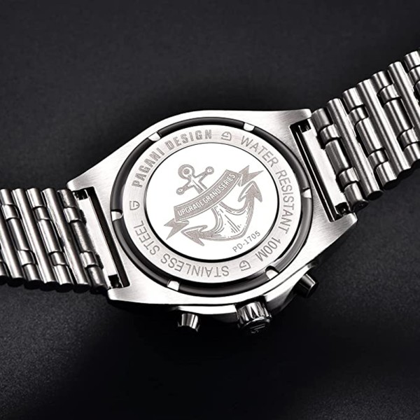 Годинник наручний Pagani Design PD-1705-1 Silver-Black Steel