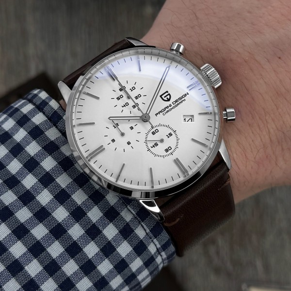 Годинник наручний Pagani Design PD-2720 Silver-White--Brown