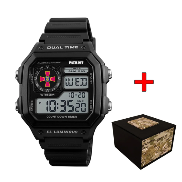 Часы наручные Patriot 010BKSU ЗСУ Чорні + Коробка.