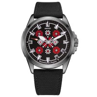 Годинник наручний Awarder Embroidery Silver-Red Black Battery 10ATM Годинник наручний Awarder Embroidery Silver-Red Black Battery 10ATM