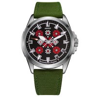 Годинник наручний Awarder Embroidery Silver-Red Green  Battery 10ATM