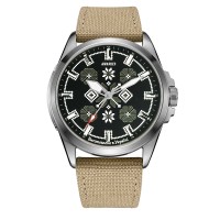Годинник наручний Awarder Embroidery Silver-Army Green Khaki Battery 10ATM