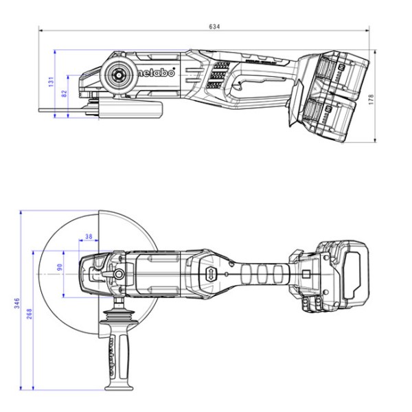 Акумуляторна болгарка Metabo WPB 36-18 LTX BL 230 (каркас) кейс
