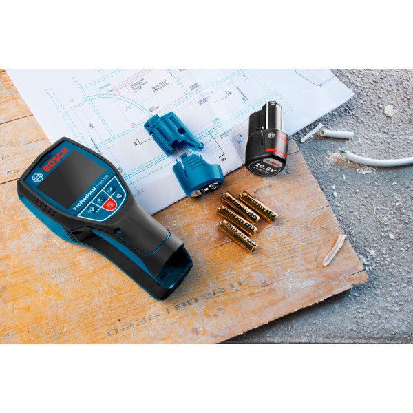 Универсальный детектор Bosch D-tect 120 Professional, 1 акб GBA 12V 2.0Ah, з/у GAL 12V-40, кейс L-Boxx