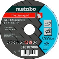 Отрезной круг Metabo Flexiarapid Inox TF 41, 125x1x22,23 мм, прямой