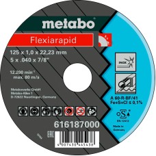 Отрезной круг Metabo Flexiarapid Inox TF 41, 125x1x22,23 мм, прямой