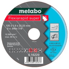 Отрезной круг Metabo Flexiarapid Super Inox TF 41, 125x1,6x22,23 мм, прямой