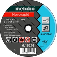 Отрезной круг Metabo Novorapid Inox TF 41, 230x1,9x22,23 мм, прямой