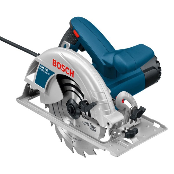 Циркулярна пила Bosch Professional GKS 190, 1,4 квт, 190/30 мм діаметр диска, 70 мм глибина різу / диск OptilineWood , паралельний упор (0601623000)