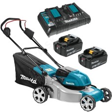 Аккумуляторная газонокосилка Makita DLM460PT2, 2 х 5.0 Ah, DC18RD