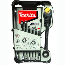 Набір ключів комбінованих із тріскачкою Makita 8-19 мм на тримачі, 8 шт