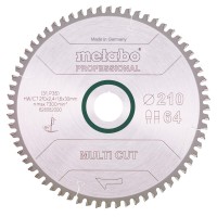 Пильный диск Metabo Multi cut - professional, 210x30, Z64 FZ/TZ, 5°neg