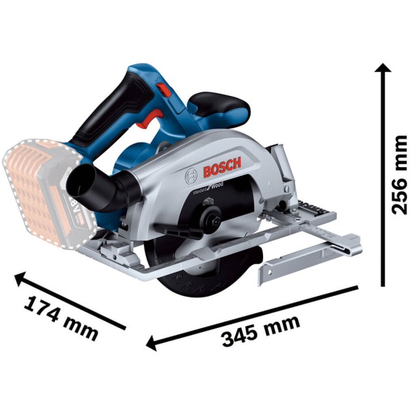 Акумуляторна циркулярна пила Bosch Professional GKS 185-LI, без акб та з/п