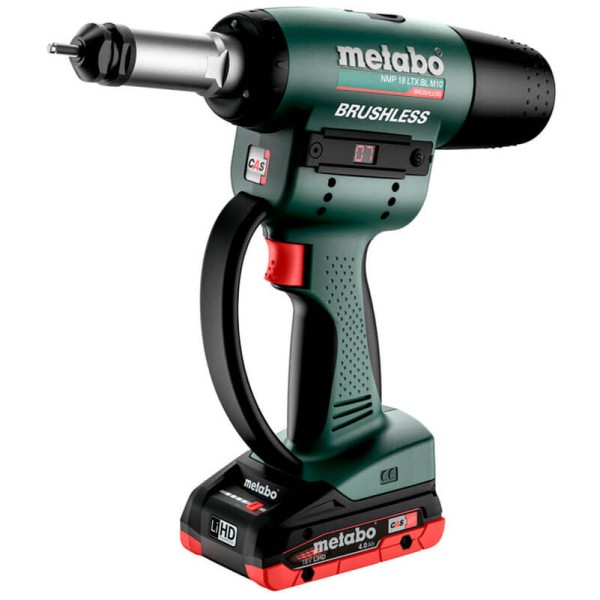 Аккумуляторный заклепочный пистолет Metabo NMP 18 LTX BL M10, 2 акб LiHD 18V 4 Ah, з/у в MetaBOX 145 M