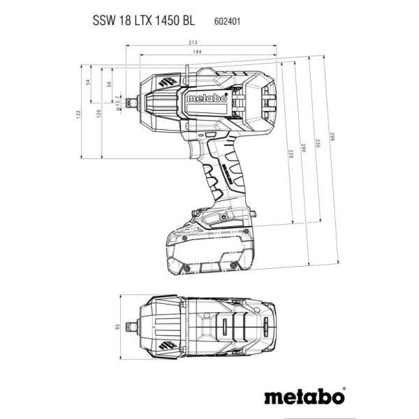Аккумуляторный ударный гайковерт Metabo SSW 18 LTX 1450 BL без акб