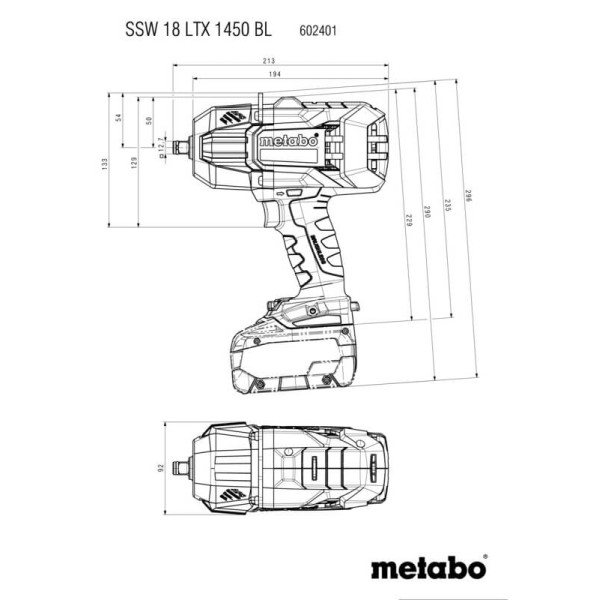 Аккумуляторный ударный гайковерт Metabo SSW 18 LTX 1450 BL с 2 акб 5.5 Ah, з/у ASC 145, metaBOX 145 L