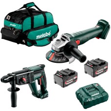 Набор аккумуляторных инструментов Metabo: болгарка W 18 7-125, перфоратор KH 18 LTX 24, 2 акб 18V 4 Ah, з/у ASC 55 в сумке