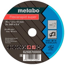 Отрезной круг по нержавейке Metabo Flexiarapid Super 76x1,0x10,0 мм, TF 41, 5 шт