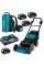 Акумуляторна газонокосарка Makita LM001C з рюкзаком для акумуляторів PDC01, 4 акб BL1850B LXT 18V 5.0 Ah, з/п DC18RD