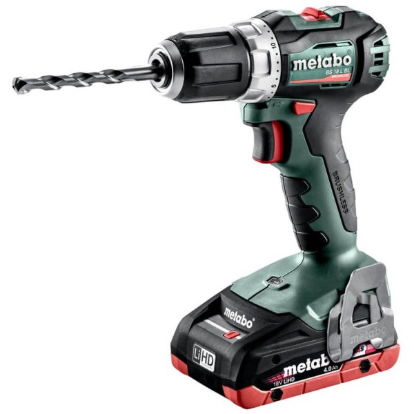 Аккумуляторная дрель-шуруповерт Metabo BS 18 L BL, с 2 акб LiHD 4 Ah, з/у ASC 55, в кейсе MetaBox 145