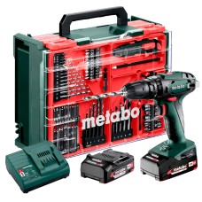 Аккумуляторная ударная дрель Metabo SB 18 Set, 2 акб Li-Power 18 V 2 Ah и з/у SC 30, комплект 78 шт