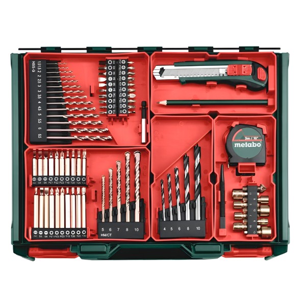 Аккумуляторная ударная дрель Metabo SB 18 L, 2 акб Li-Power 18 V 2 Ah и з/у SC 30, комплект 78 шт