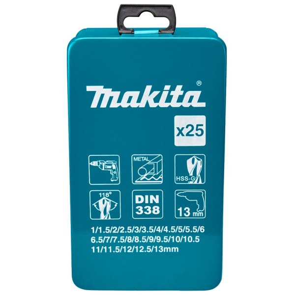 Набір свердел Makita HSS-G по металу 1-13 мм, 25 шт
