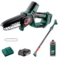 Аккумуляторная цепная пила Metabo MS 18 LTX 15 Super SET, 1x2.0 Ah, SC 30, телескопическая ручка, дополнительная цепь, 1л масла