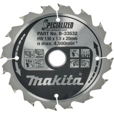 Диск Makita SPECIALIZED по дереву 136x20 мм, 16T