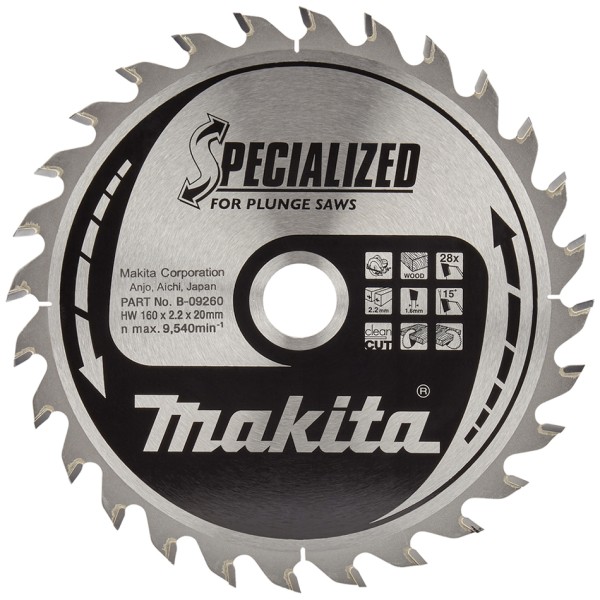 Пильный диск Makita Specialized по древесине для погружных пил 160x20 мм 28T