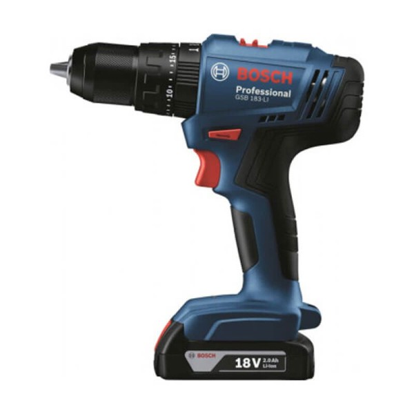 Аккумуляторная ударная дрель-шуруповерт Bosch GSB 183-LI Professional, 2 акб 2.0Ah, з/п GAL 18V-20 в кейсе