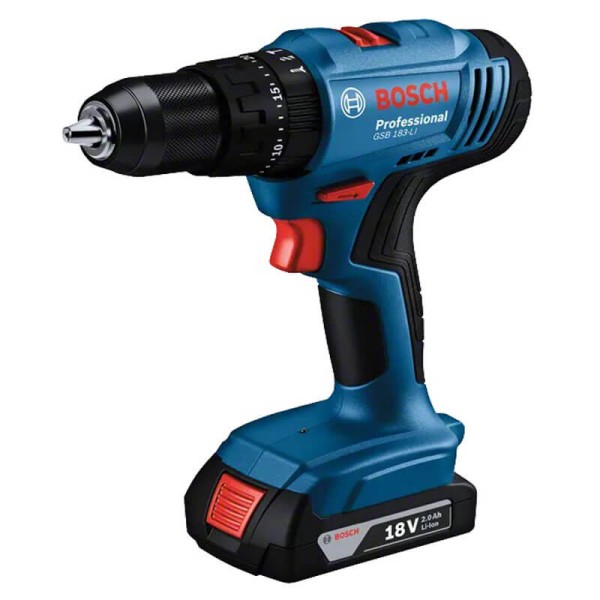 Аккумуляторная ударная дрель-шуруповерт Bosch GSB 183-LI Professional, 1 акб 2.0Ah, з/п GAL 18V-20 в кейсе
