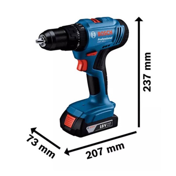 Аккумуляторная ударная дрель-шуруповерт Bosch GSB 183-LI Professional, 1 акб 2.0Ah, з/п GAL 18V-20 в кейсе
