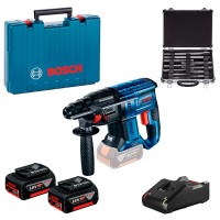 Аккумуляторный перфоратор Bosch Professional GBH 180-Li, 2 акб GBA 18 V 4.0 Ah, з/у GAL 18V-40, кейс, набор буров и зубил