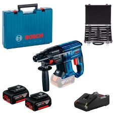 Аккумуляторный перфоратор Bosch Professional GBH 180-Li, 2 акб GBA 18 V 4.0 Ah, з/у GAL 18V-40, кейс, набор буров и зубил