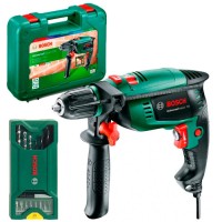 Дрель ударная Bosch UniversalImpact 700 с набором сверл и бит X-line 15