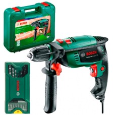 Дрель ударная Bosch UniversalImpact 700 с набором сверл и бит X-line 15