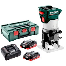 Аккумуляторный фрезер для обработки кромок Metabo FMV 18 LTX BL 8 с 2 акб 18 V 4 Ah, з/у ASC 55 в metaBOX 145 L